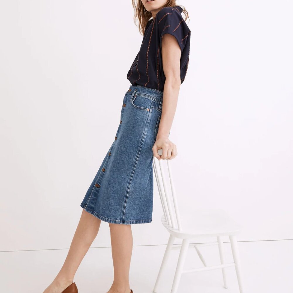 Madewell Denim High-Waist Midi Skirt in Holton Wash: Western Edition size 32